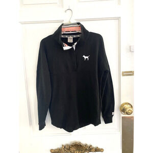 Victoria's Secret PINK Pullover Button Up sweatshirt, logo, Pockets Women’s XS